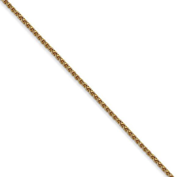 1.2mm 14k Yellow Gold Solid Diamond Cut Spiga Chain Necklace, 18 Inch - Picture 1 of 8